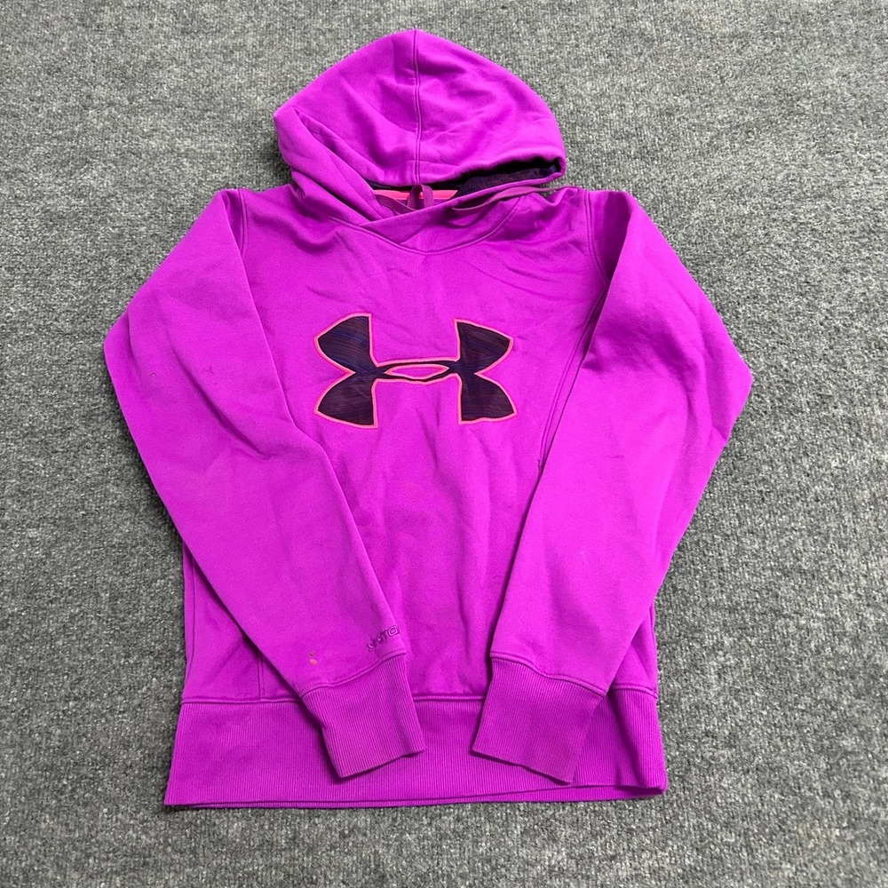 Under Armour Hoodie Womens Size XS Purple ColdGear Semi-Fitted Athletic Pullover